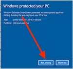 Second screen of Windows SmartScreen